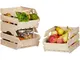 Contenitori impilabili set 3 cassette legno universali scatole portatutto stabili HxLxP: 2...