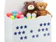 Portagiochi per Bambini con Coperchio, 40 x 60 x 30 cm, Contenitore con Stelle, Porta Gioc...