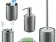 Set Bagno Completo 5 Accessori, Acciaio Inox Spazzolato, Scopino wc, Portaspazzolino, Sapo...