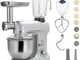 Robot multifunzione 5l 1000w argento con tritatutto e frullatore 1,5l in vetro - robimix s...