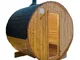 Sauna da esterno a botte Harvia con stufa a legna 180 cm (L) x 220 cm (diametro)