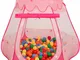 Tenda 105X90cm/100 Palline Castello Con Palline Colorate Per Bambini, Rosa:Giallo/Verde/Bl...