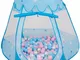 Tenda 105X90cm/200 Palline Castello Con Palline Colorate Per Bambini, Blu:Azzurro/Rosa Chi...