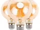 Set di 3 lampadine a LED a filamento ambra E27 G80 da 6 W.