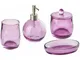 Set di 4 Accessori Bagno in vetro viola e argento dispenser porta sapone Roana