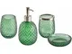 Set di 4 Accessori Bagno in vetro verde e argento dispenser porta sapone Canoa