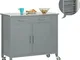 SoBuy Carrello da cucina con piano in acciaio inox Isola da cucina con ripiano laterale Cr...