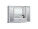 Specchiera mobile contenitore da bagno mercurio 90 bianco lucido a 2 ante con specchi e lu...