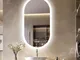 Specchio per Bagno con Luce led Retroilluminato Ovale da Parete Touch Antiappanamento Luce...
