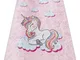 Tappeto lavabile junior 51855.804 Unicorno, nuvole per bambini antiscivolo - rosa pink 140...