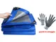 Telo Occhiellato Pesante Metri 10 x 12 Impermeabile Blu-Grigio Gr 200 per Metro Quadrato R...