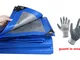 Telo Occhiellato Pesante Metri 5 x 6 Impermeabile Blu-Grigio Gr 200 per Metro Quadrato Res...
