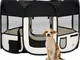 Box per Cani Pieghevole con Borsa Trasporto Nero 110x110x58 cm - Vidaxl