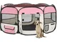 Box per Cani Pieghevole con Borsa Trasporto Rosa 145x145x61 cm - Vidaxl