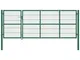 Cancello di Recinzione con Paletti 350x120 cm in Acciaio Verde - Verde - Vidaxl