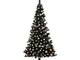 Albero di Natale Preilluminato con Palline Nero 150 cm pvc - Vidaxl