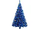 Albero di Natale Preilluminato con Palline Blu 180 cm pvc - Vidaxl