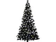 Albero di Natale Preilluminato con Palline Nero 150 cm pvc - Vidaxl