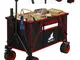 240L Carrello da spiaggia manuale pieghevole con ruote, Borsa di Trasporto, Nero+Rosso - W...