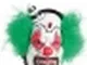 Maschera clown terrificante con capelli verdi