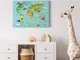 Canvas animali e cartina Animal World, 