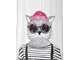 Tenda doccia sostenibile gatto hipster, 