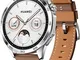  Watch GT 4 46 mm argento con cinturino di pelle marrone