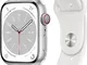  Watch Series 8 45 mm Cassa in alluminio colore argento con Cinturino Sport bianco [Wi-Fi...