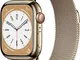  Watch Series 8 41 mm Cassa in acciaio inossidabile colore oro con Cinturino in maglia mil...