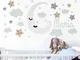 Sticker decorativo luna e stelle personalizzabile