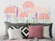 Adesivo murale camera da letto fiori rosa e viola