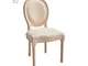 Blasone - Set 2 sedie seduta e spagliera imbottita in legno e tessuto, beige