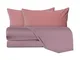 Completo letto in raso di cotone con federa in velluto Made in Italy, rosa