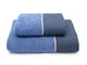 Set asciugamani Pois (1 asciugamano viso + 1 asciugamano ospite), blu