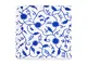 Blanket - embroidery gardenia base off-white ricamo blu