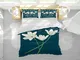 Flowers 12 - Parure Copripiumino - Blue, Bianco, Verde - 200 x 250 cm