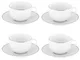 Tazza da tè con piatto in porcellana set 4 pezzi Platinum chic