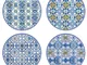 Set 4 piatti da dessert in porcellana Ø 19 cm in cappelliera MAIOLICA BLUE