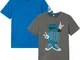 T-shirt stampata (pacco da 2) in cotone biologico (Blu) - bpc bonprix collection