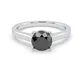 0.50 carati rotondo nero diamante solitario anello di fidanzamento in argento Sterling e A...