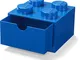 Lego Scrivania Cassetto 4 Manopole Impilabile Scatola Portaoggetti, Blu, One Size