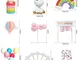 Coolba Cake Topper Unicorno, Decorazioni Torta Unicorno Finta Set Arcobaleno,Palloncino,Bu...