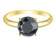 AAA, anello di fidanzamento con diamante solitario nero da 1 carato, con 4 griffe, in oro...