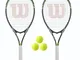 2 x Wilson Tour Racchette da tennis L3 + 3 Tennis Balls