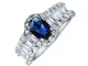 Bling Jewelry Stile Art Deco Ovale Solitario Alone Blu Zaffiro Simulato Anello di Fidanzam...