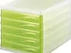  Cassettiera, colore del corpo bianco, trasparente, conf. da 4 pz., cassetti colore verde...