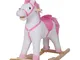  Cavallo a Dondolo Unicorno in Legno, Giocattolo Cavalcabile Peluche per Bambini, Design A...