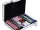  Valigetta Poker Professionale in Alluminio, Set Poker con 200 Fiches e 2 Mazzi per Texas...