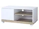  Carrello Porta TV con 1 Anta e Vani Aperti in Legno, Mobile per TV Piatta fino 42'' con R...