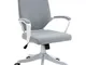  Sedia Ufficio Ergonomica Grigio Bianco, Altezza Regolabile, Funzione Dondolo, Girevole, 6...